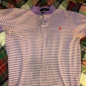 Ralph Lauren Purple and White Striped Polo